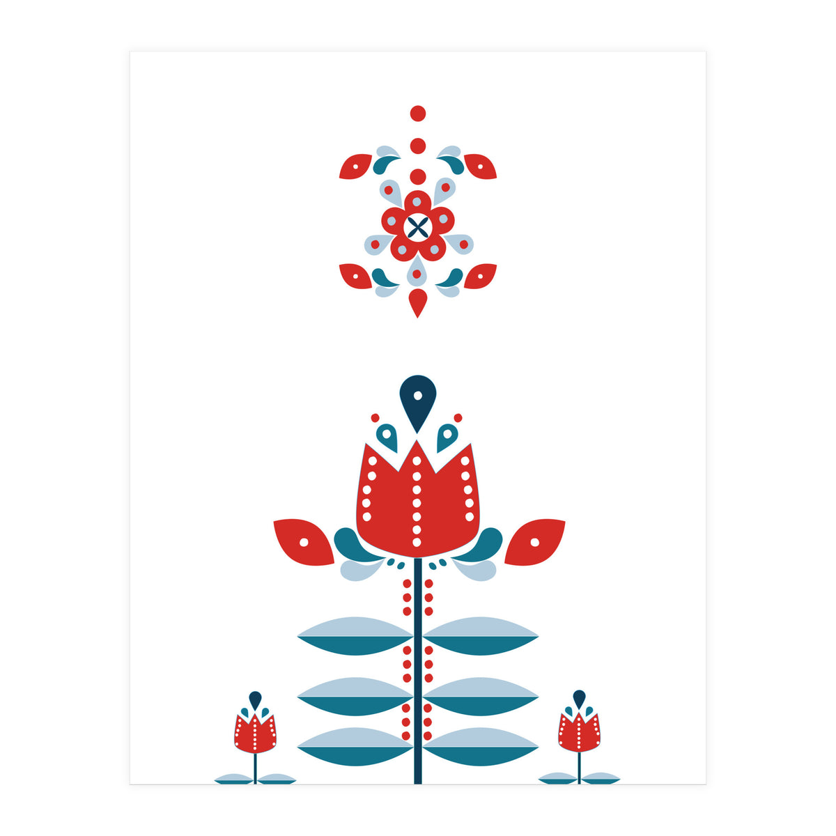 Scandinavian Folk Flowers (Print Only)