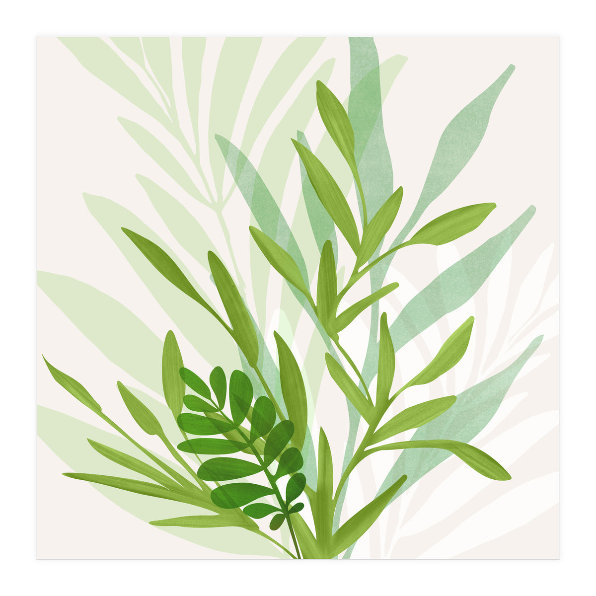 Wild Greenery Abstract Botanical (Print Only)