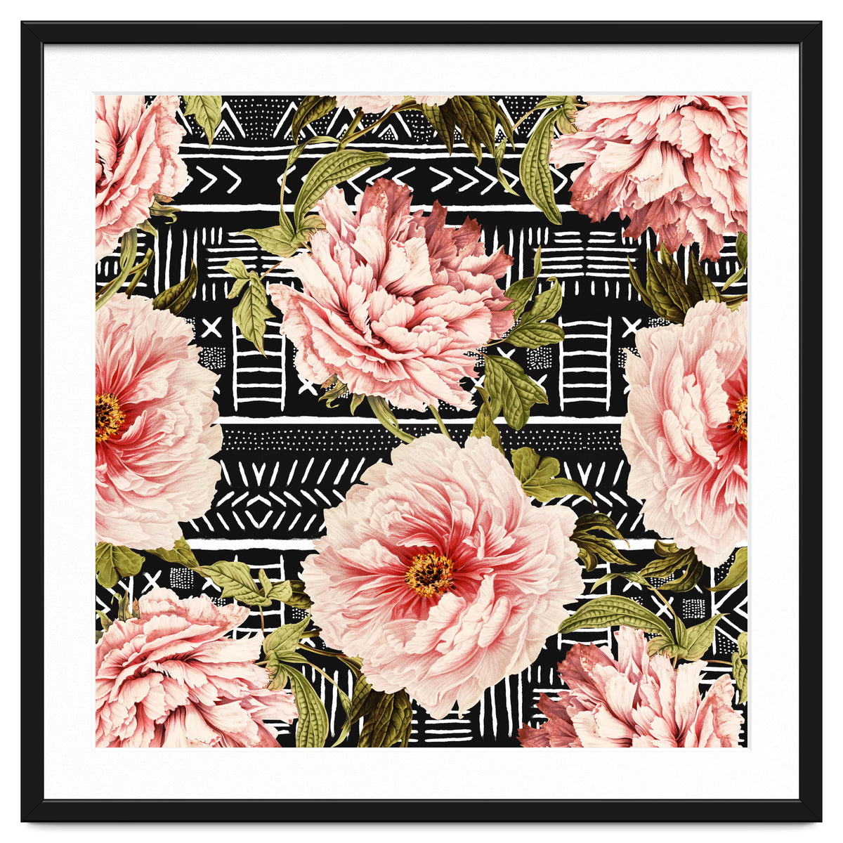 Flowering pink on drawn lines