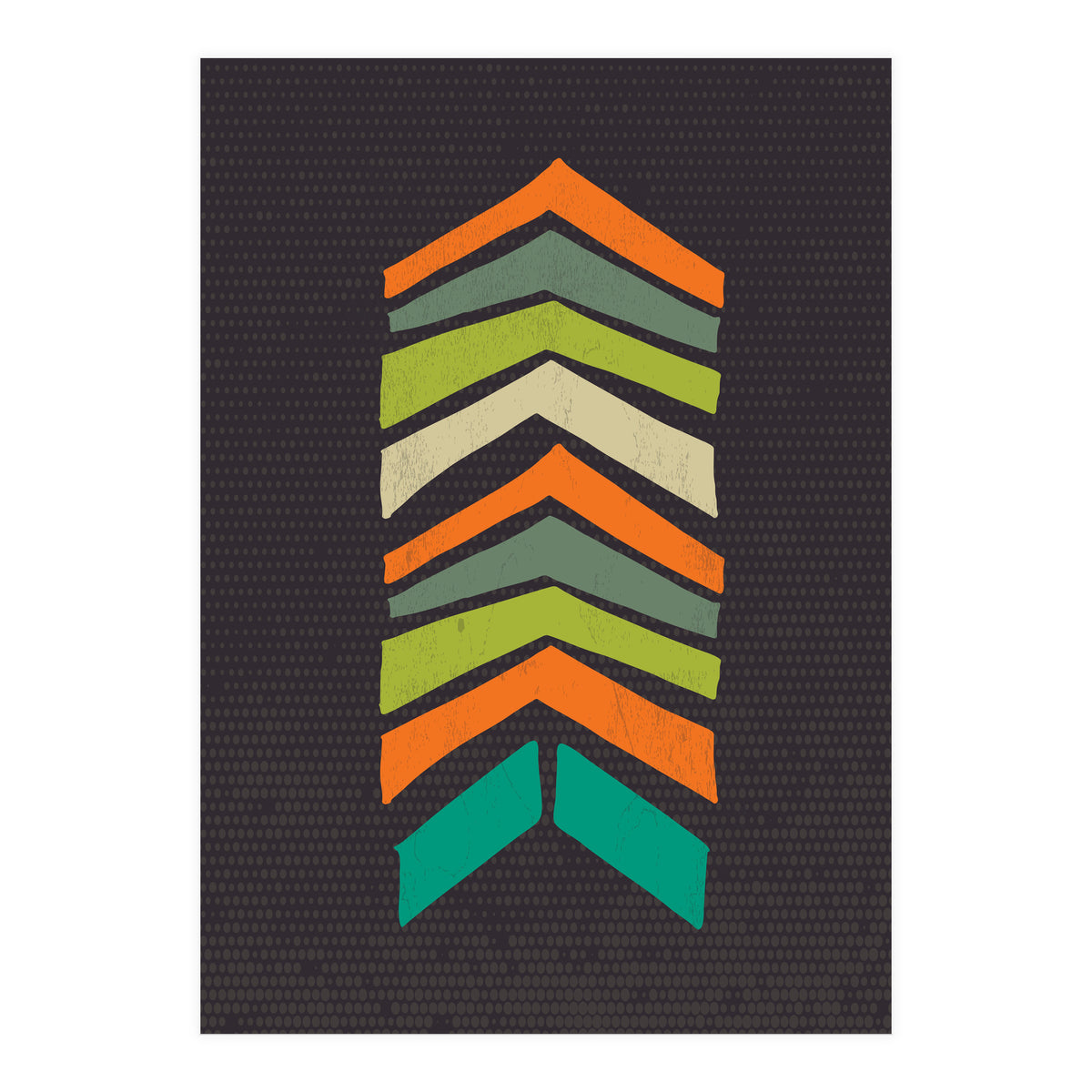 Retro Chevron Print Orange Teal Variation (Print Only)