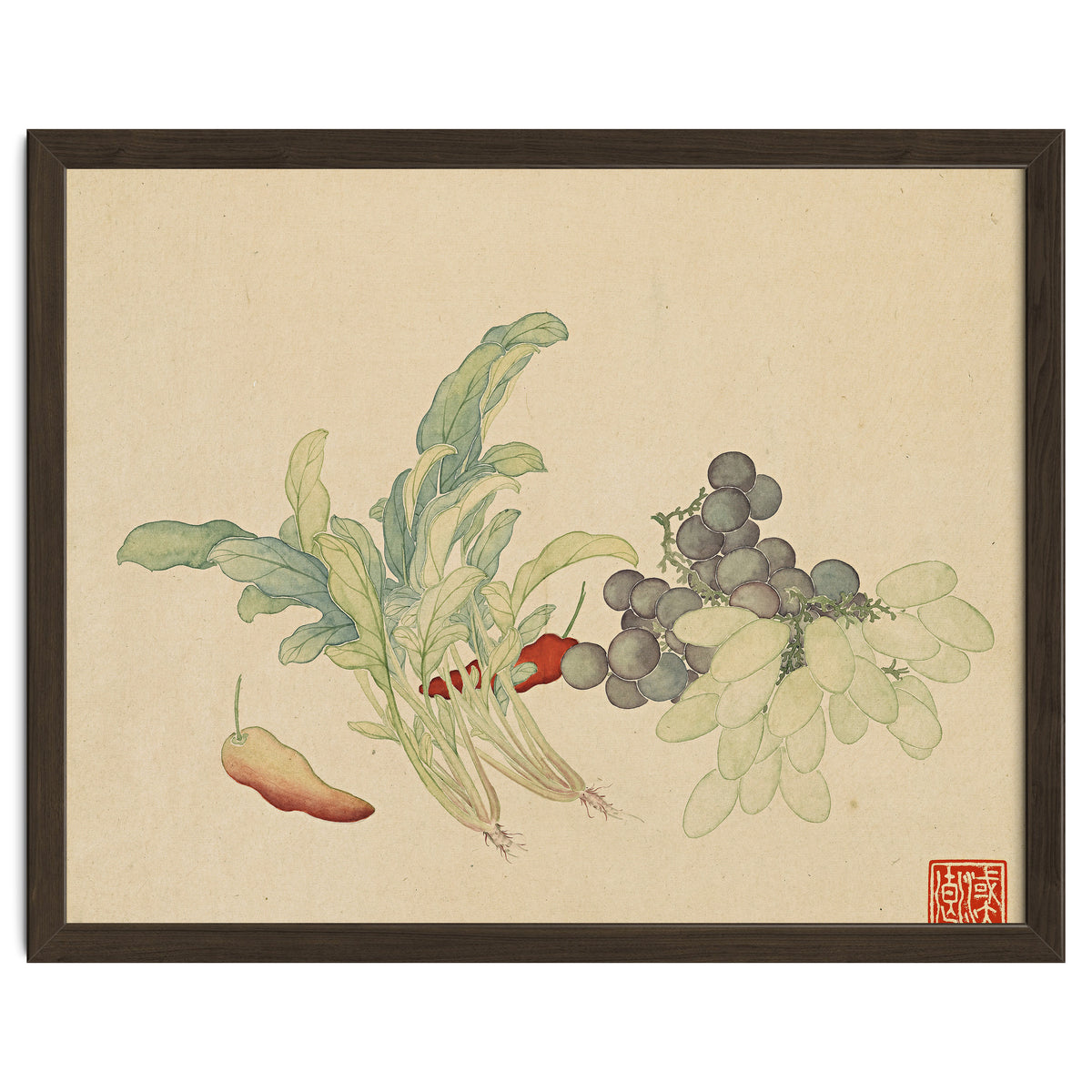Wang Chengyu ~ Flowers And Vegetables, Vegetables, Fruits, Peppers, Millet Hot, Grapes, Spinach