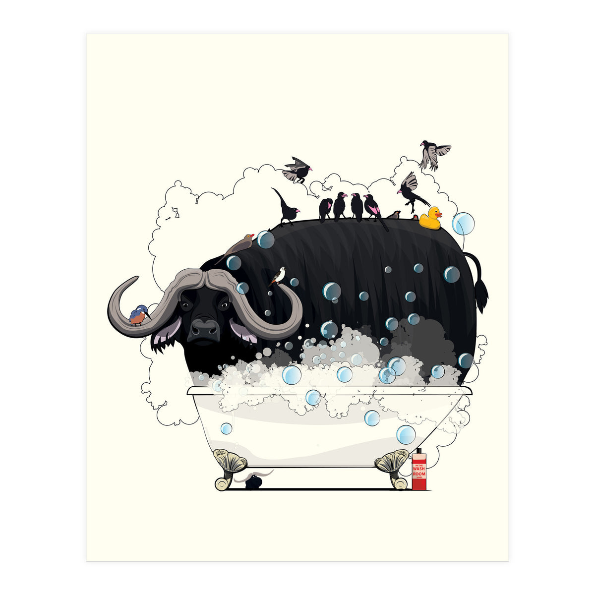 Buffalo in the Bath, Funny Bathroom Humour (Print Only)