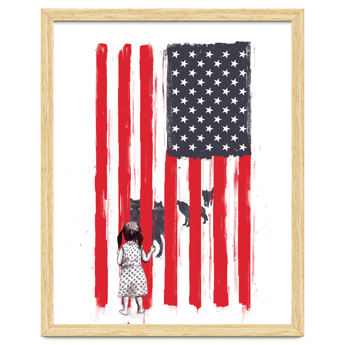 Little Girl And Wolves