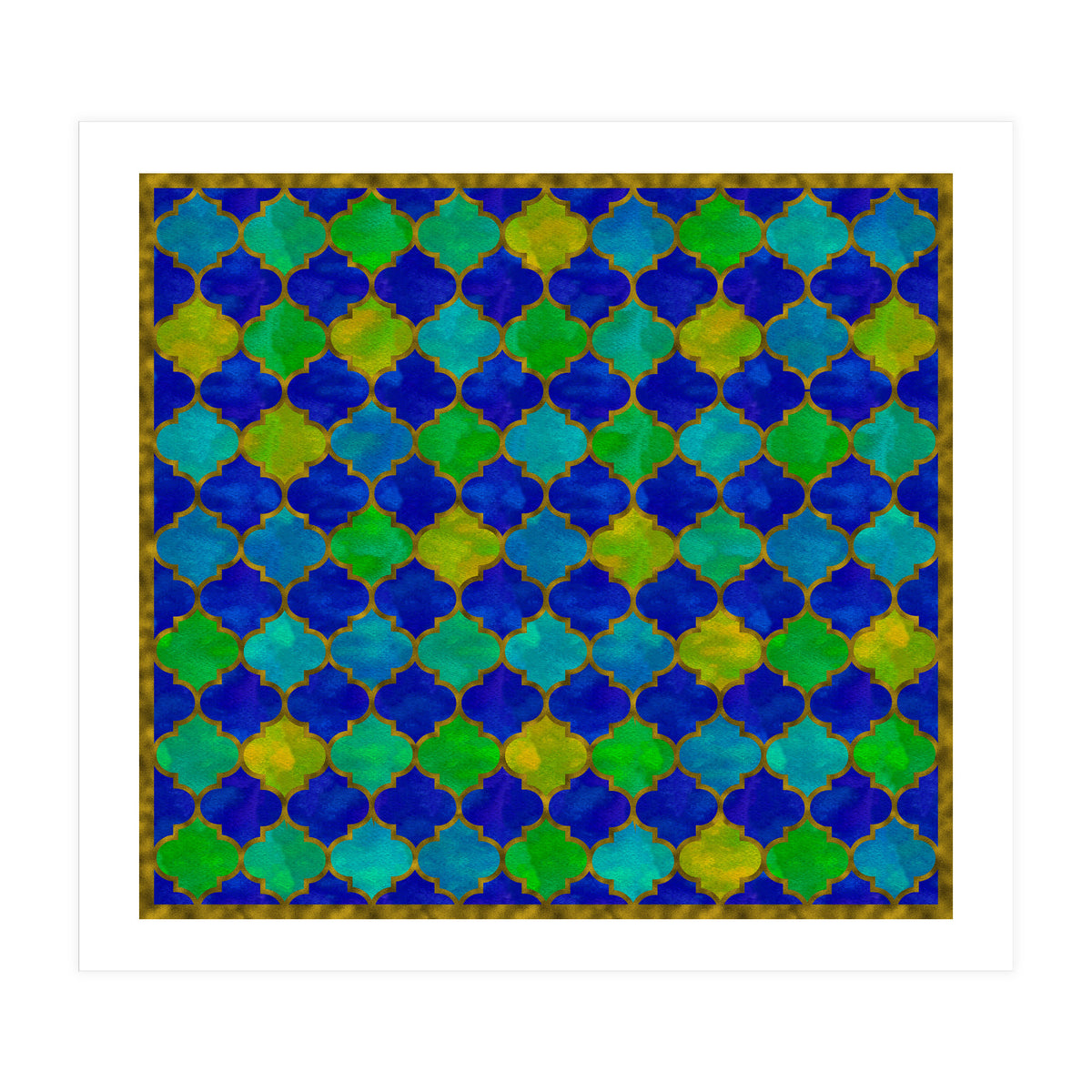 Ocean Breeze - Watercolor Moroccan Lattice (Print Only)