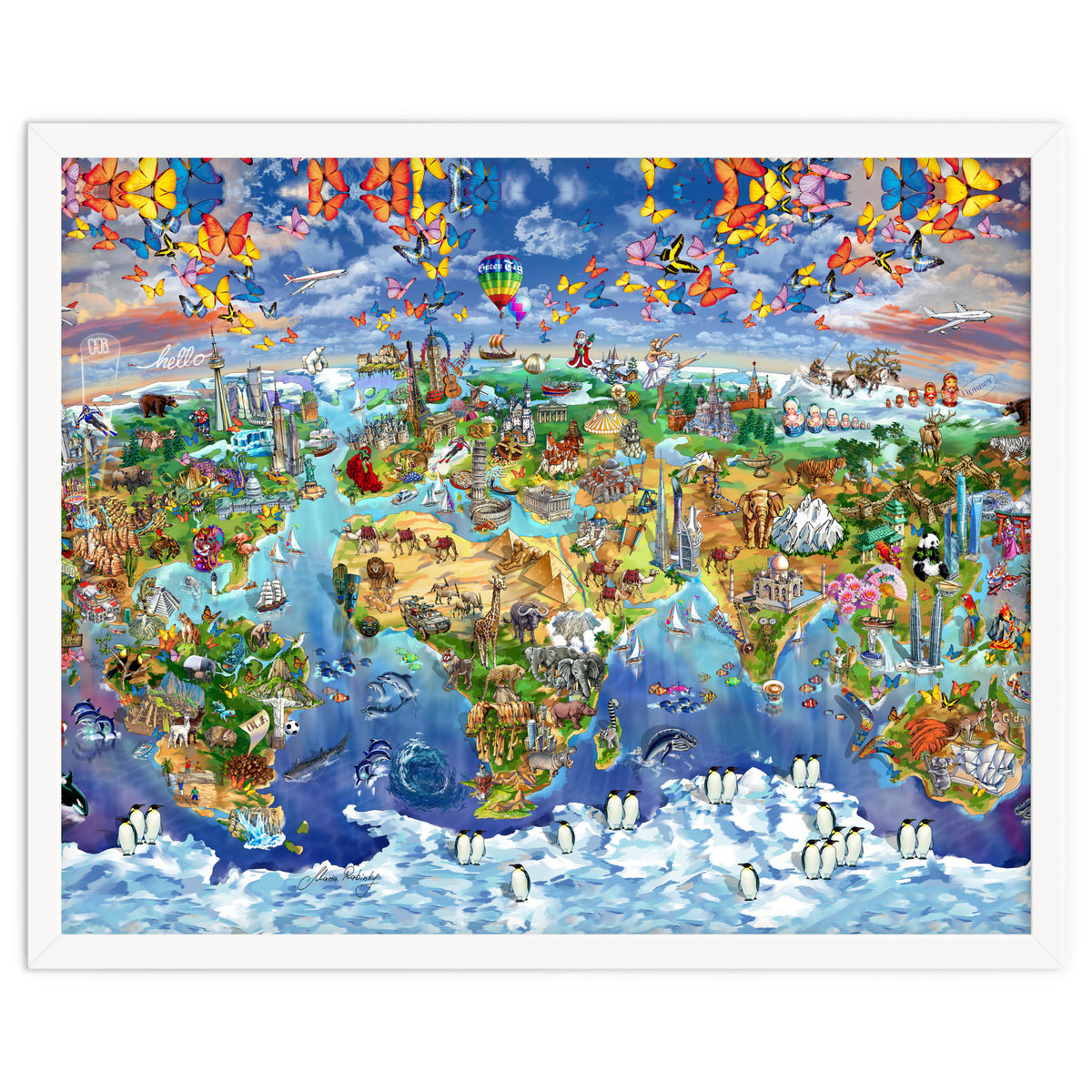 World Wonders Illustrated Map