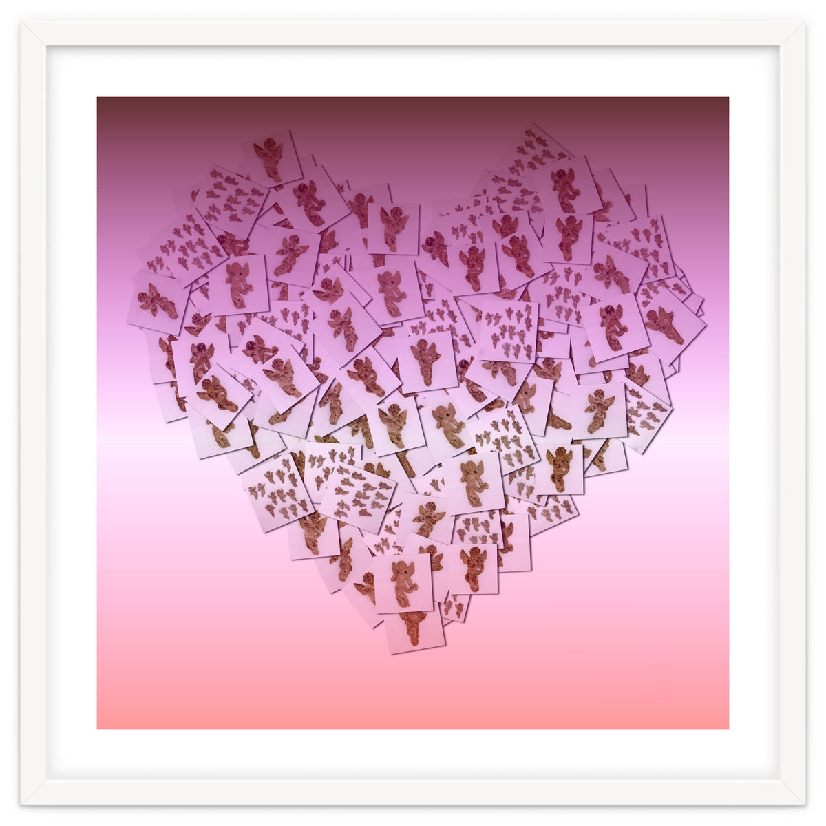 Heart collage of golden Cupid like characters