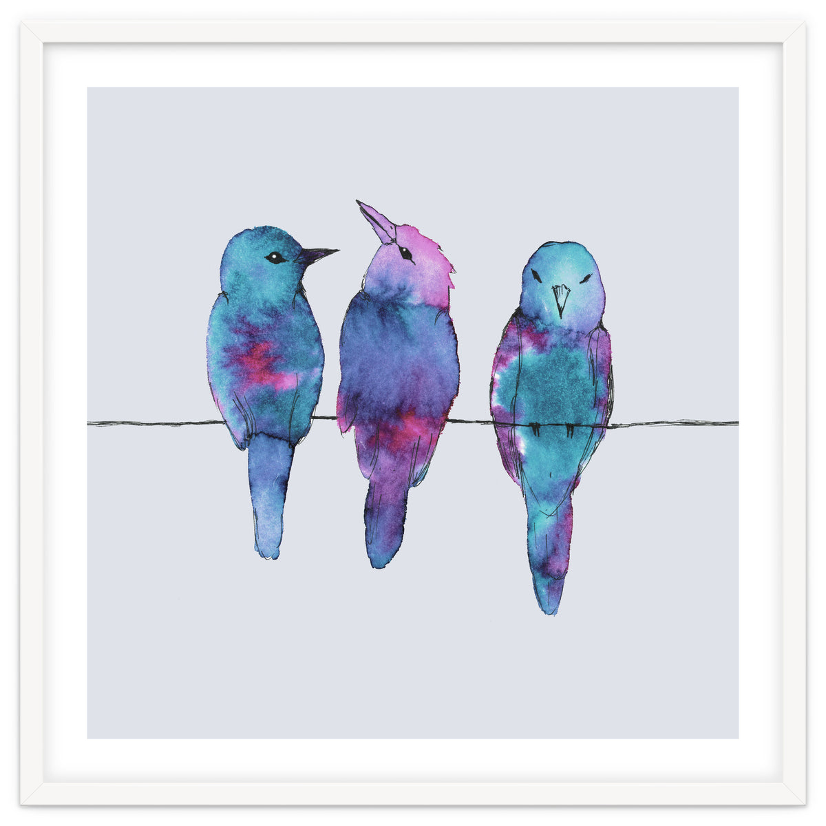 Three birds on a wire