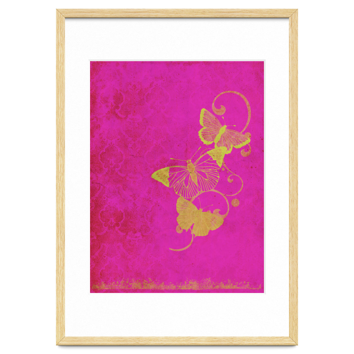 Yellow Butterflies on Pink