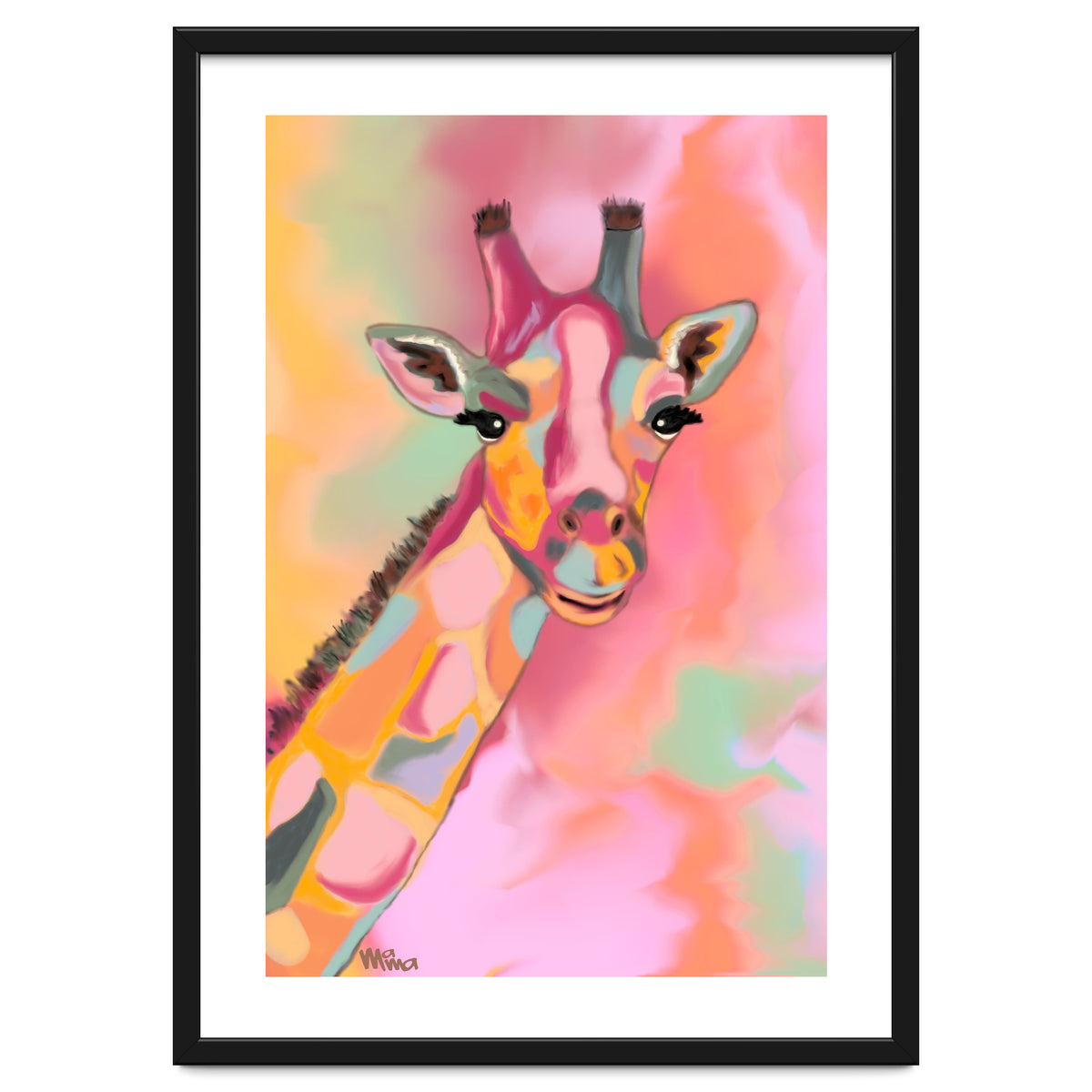 Giraffe Reaching the Rainbow