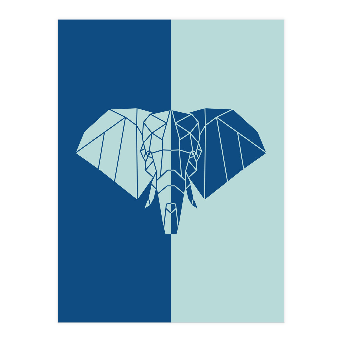 ELEPHANT IN BLUE ! POLYGON ART (Print Only)
