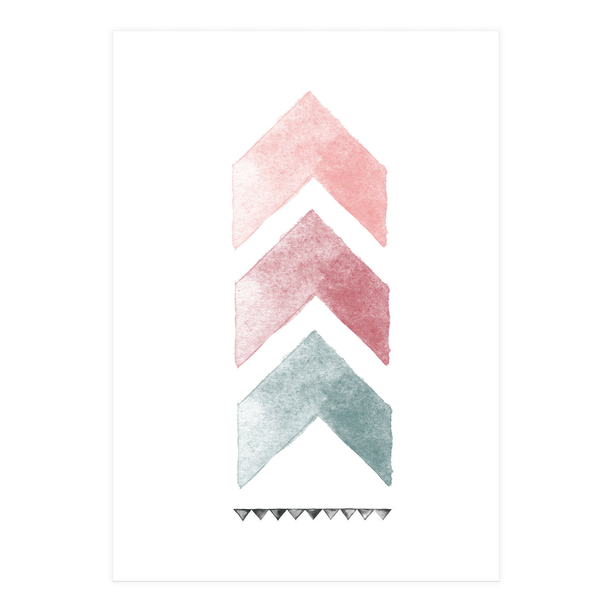 Pink And Blue Watercolor Chevron (Print Only)