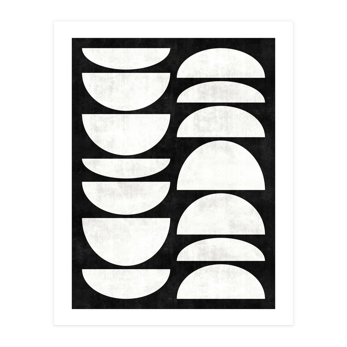 Mid-Century Modern Pattern No.8 - Black and White Concrete (Print Only)