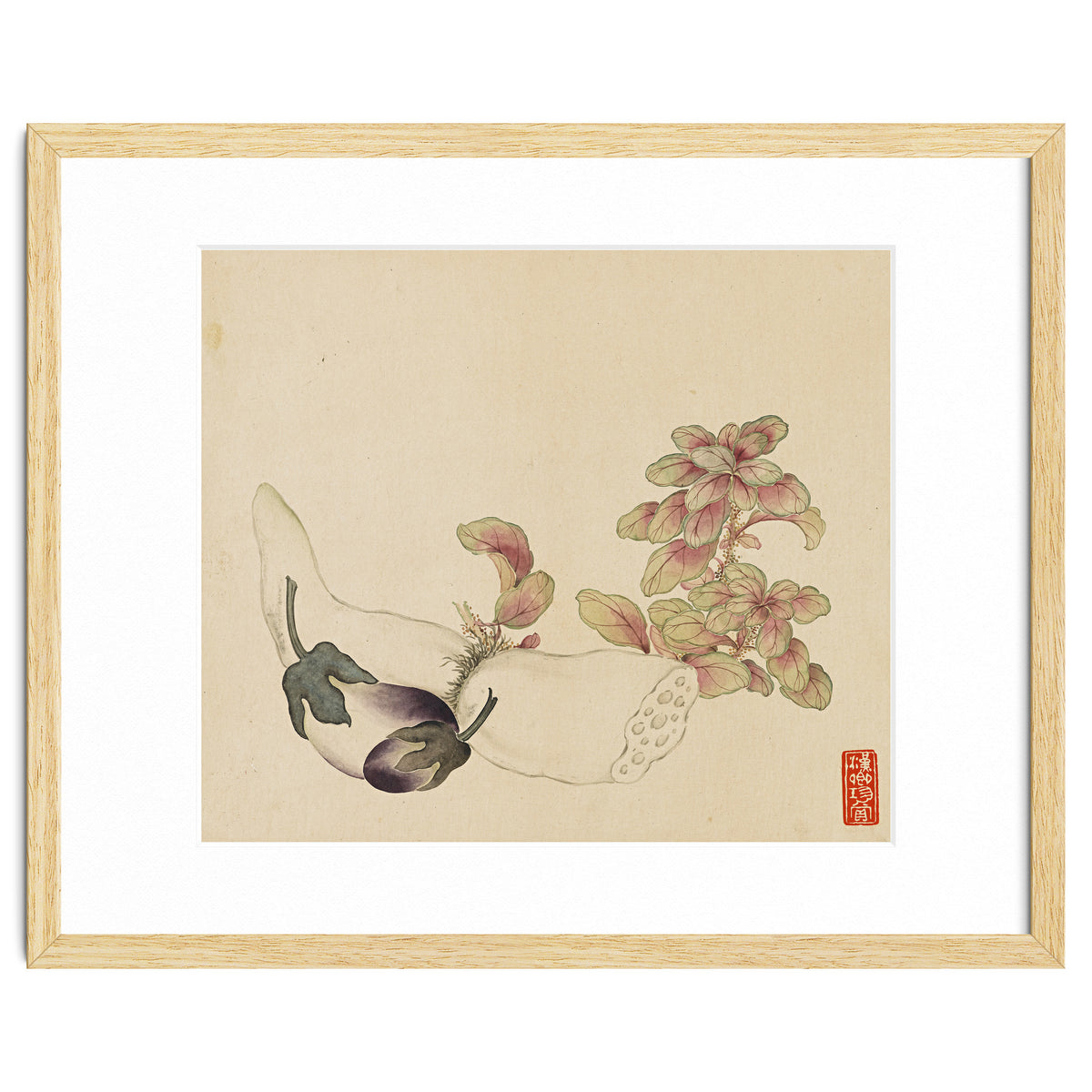 Wang Chengyu ~flowers, Vegetables, Fruits, Eggplant, Lotus Root