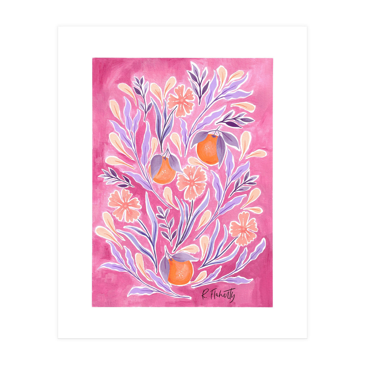 Wild Orange Floral | Pink & Purple (Print Only)