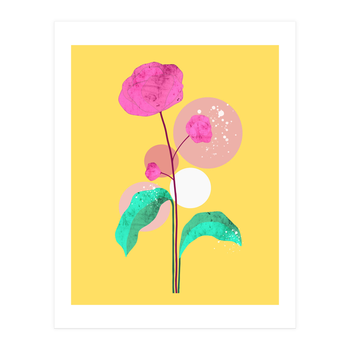 The Rare Bloom, Abstract Nature Floral Graphic, Eclectic Bohemian Modern, Pop of Color Illustration (Print Only)