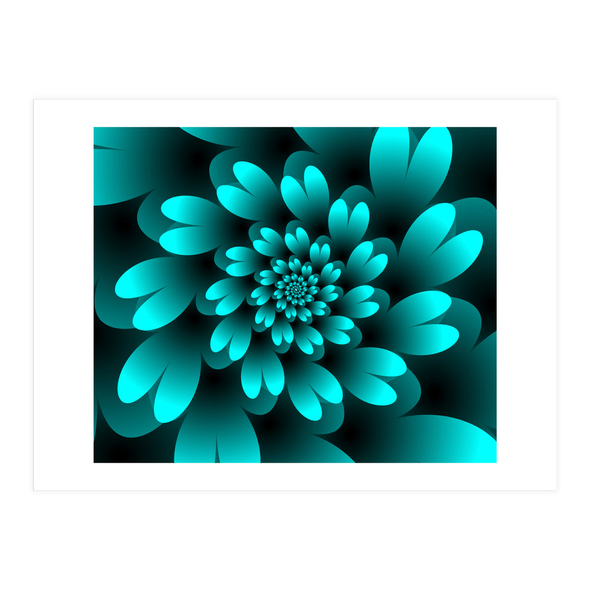 Turquoise Floral Satin Art (Print Only)