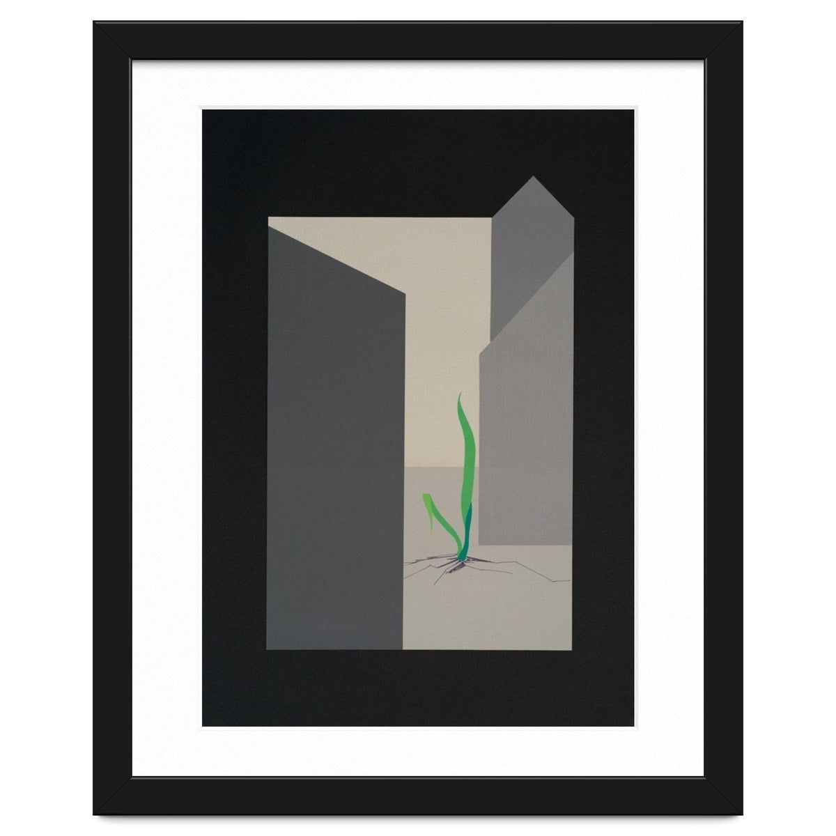 Grass straw in concrete landscape.