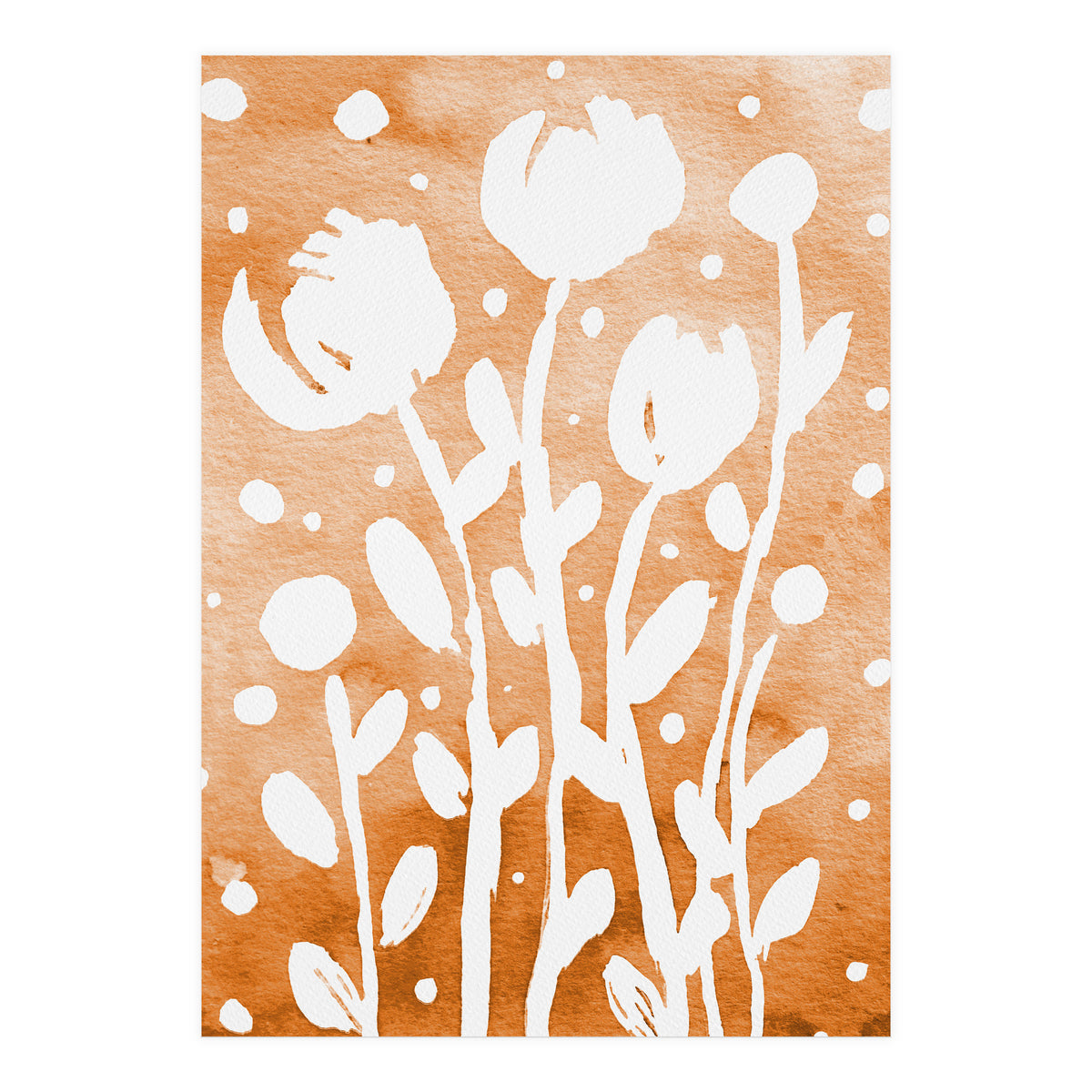 Abstract Flowers Orange (Print Only)