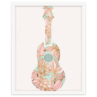 Aqua and Pink Floral Ukulele