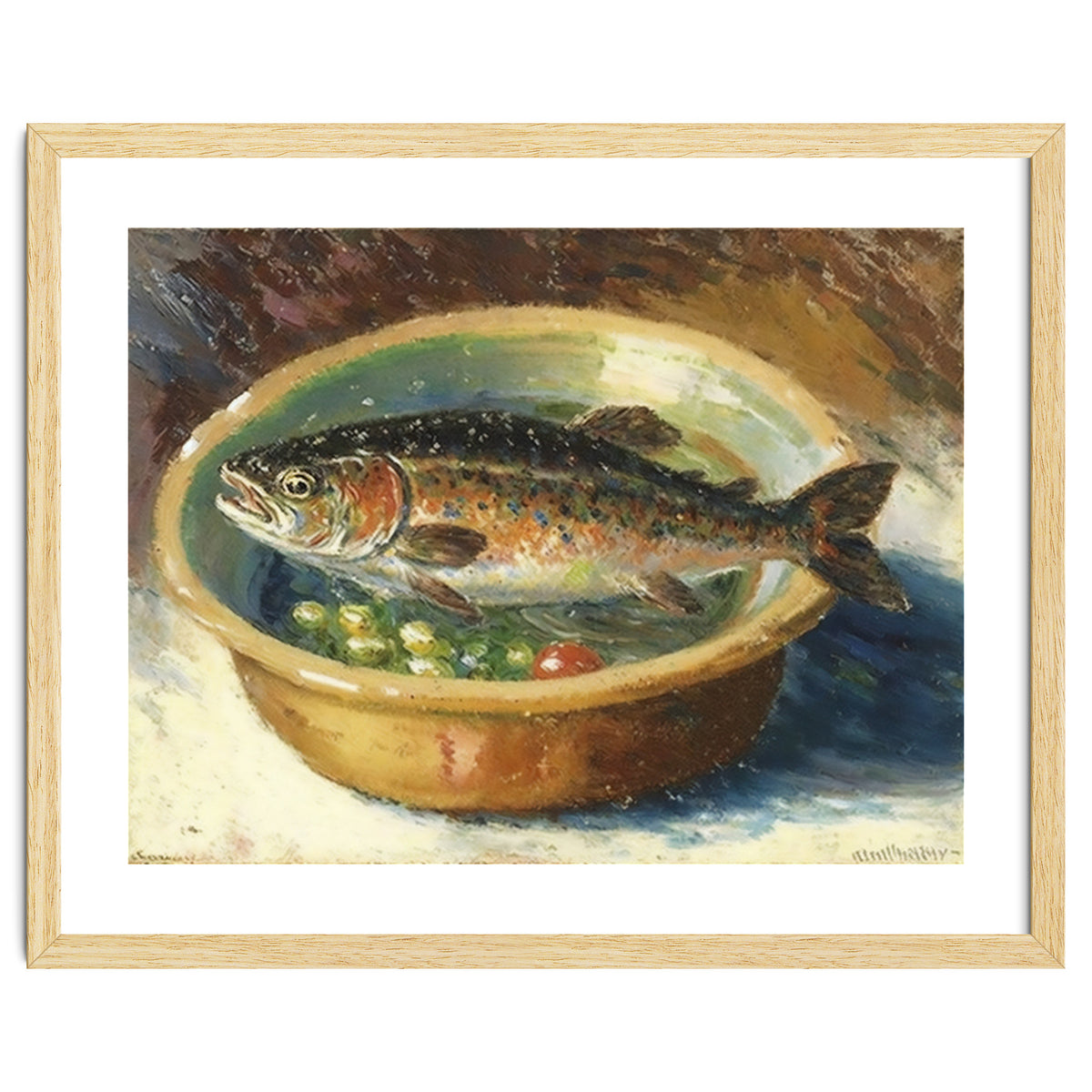 Trout in a Bowl Oil Painting