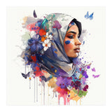 Watercolor Floral Muslim Arabian Woman #5 (Print Only) thumbnail