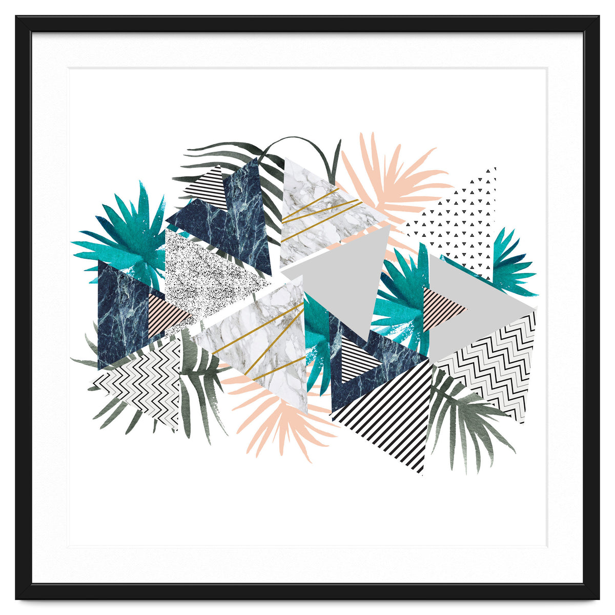 Abstract of geometric patterns with plants and marble I