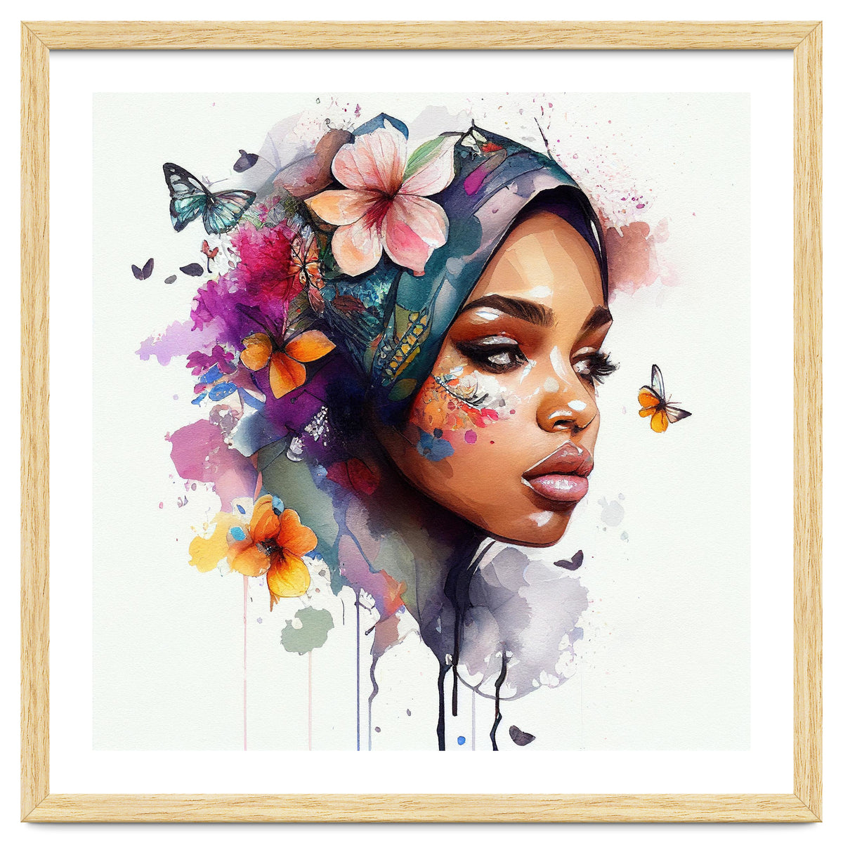 Watercolor Floral Arabian Woman #2