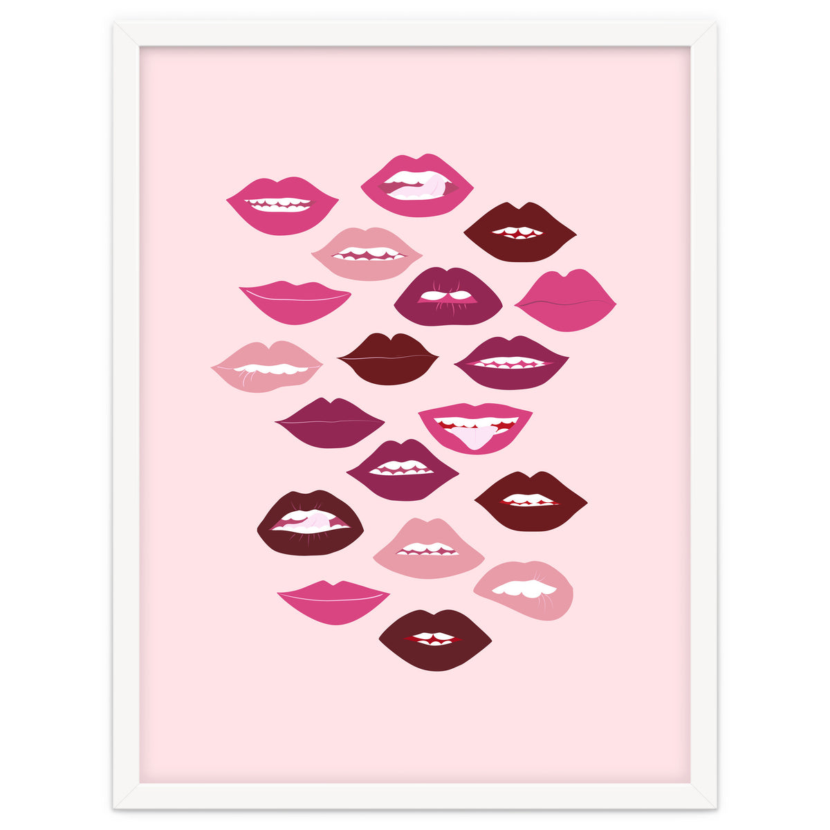 Lips Dark on Pink Background