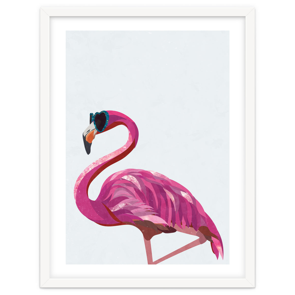 Flamingo Portrait Wearing Sunglasses