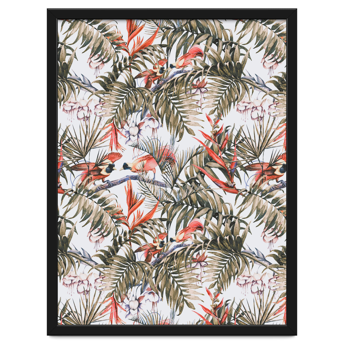 Exotic birds in the jungle paradise