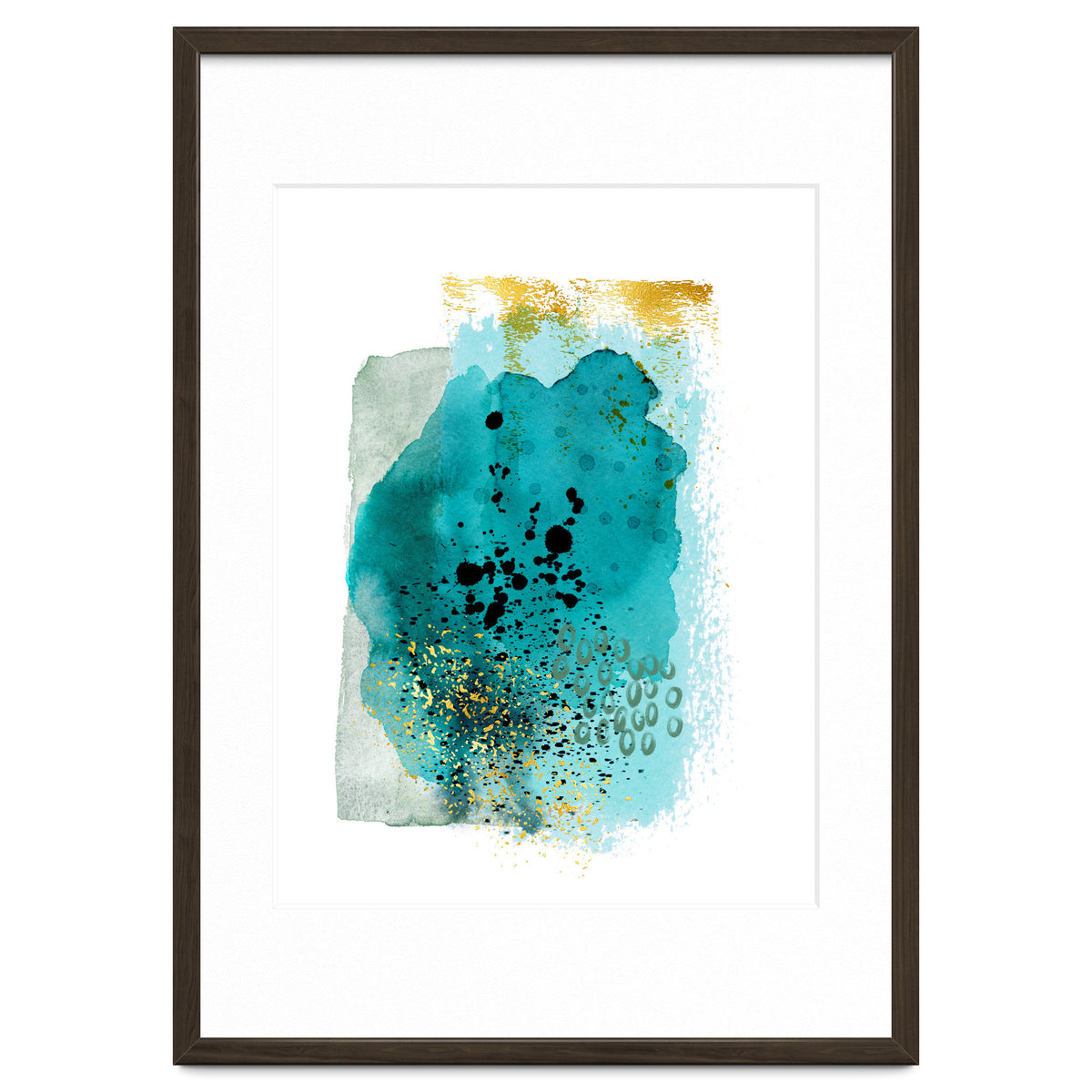 Abstract watercolour turquoise and gold