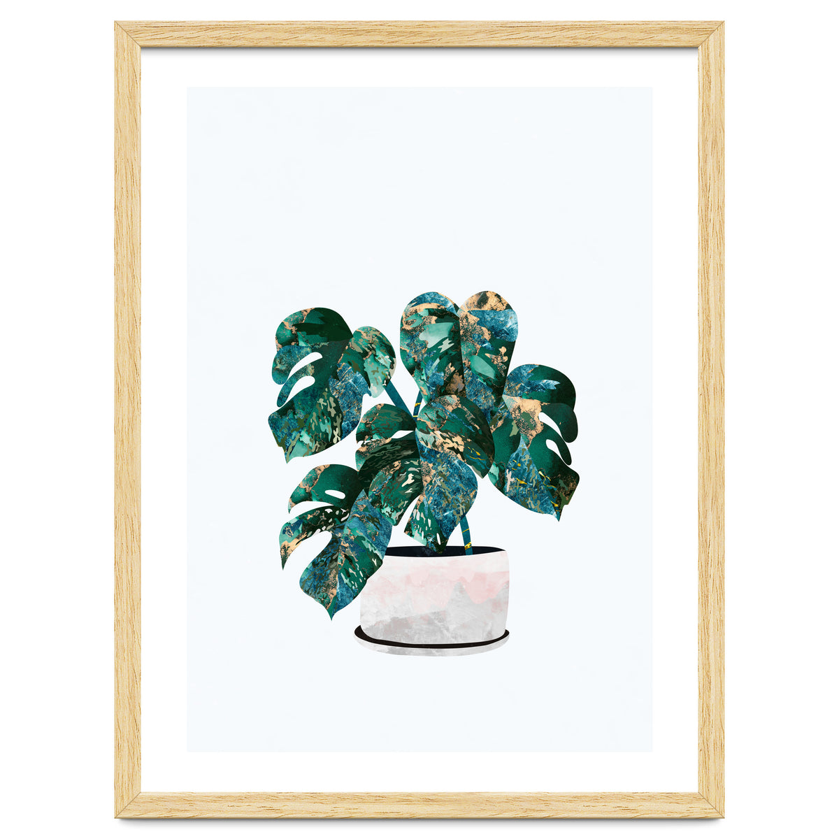 Swiss Cheese Monstera Plant Gold and Green