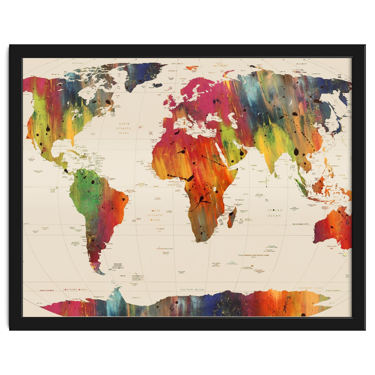 ALLOVER THE WORLD-Painted map