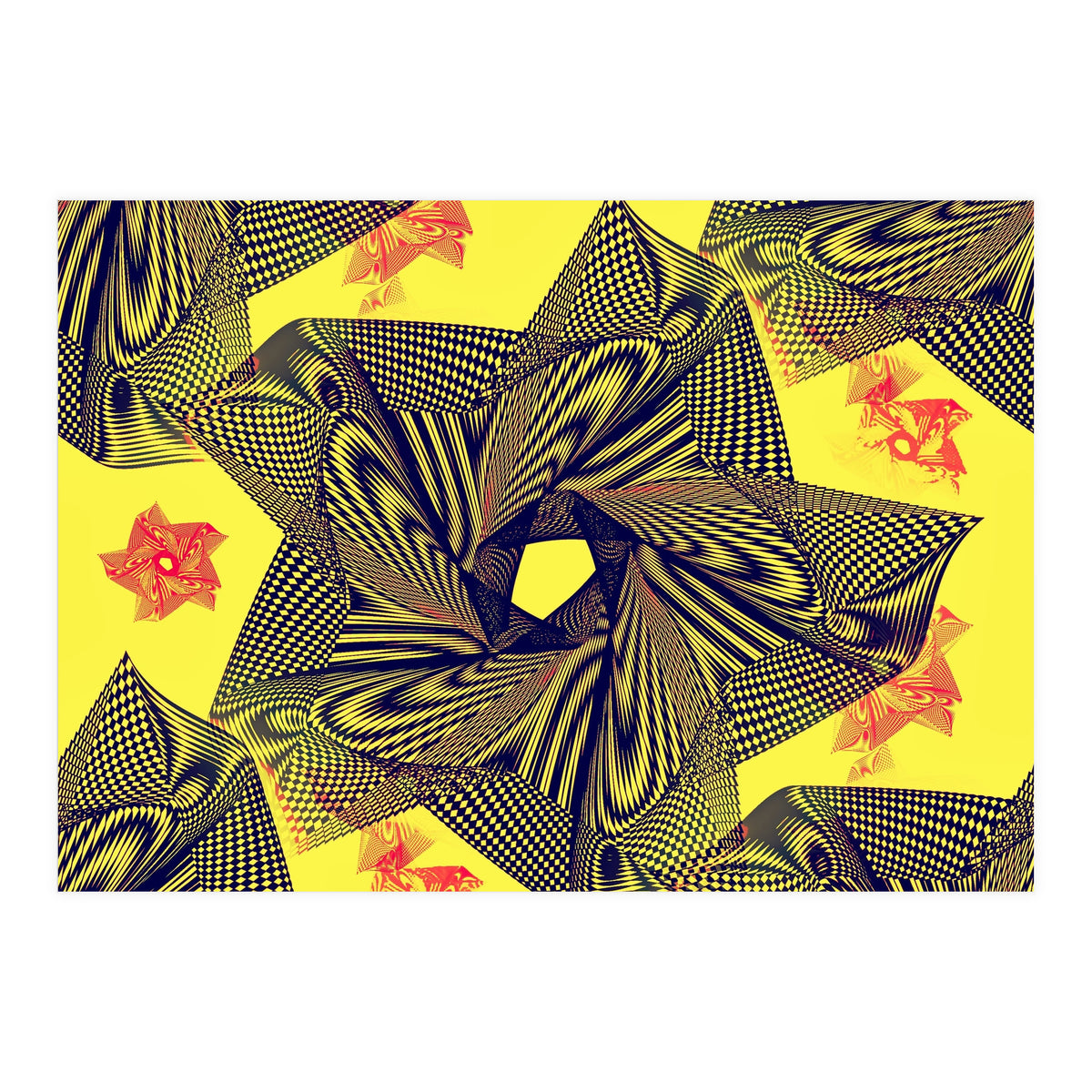 Black flowers on yellow background. (Print Only)