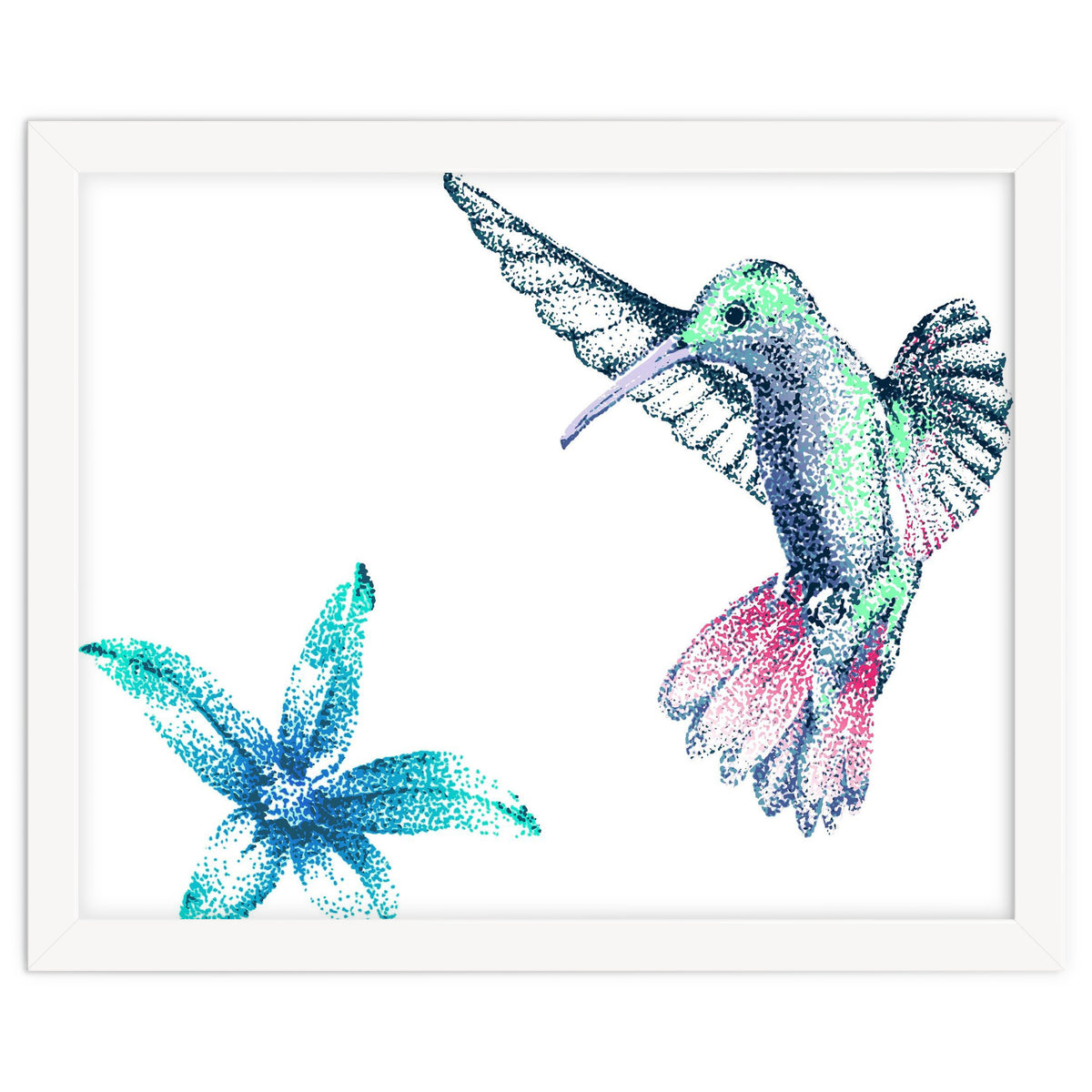 Green Hummingbird And Tropical Flower