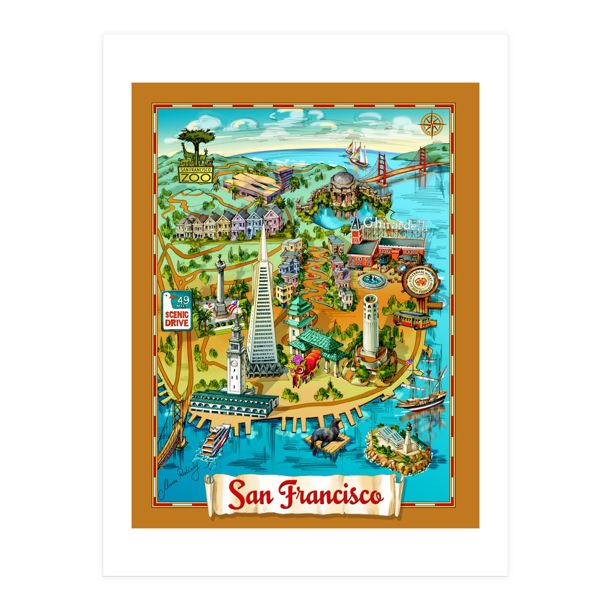 San Francisco Map Illustration (Print Only)