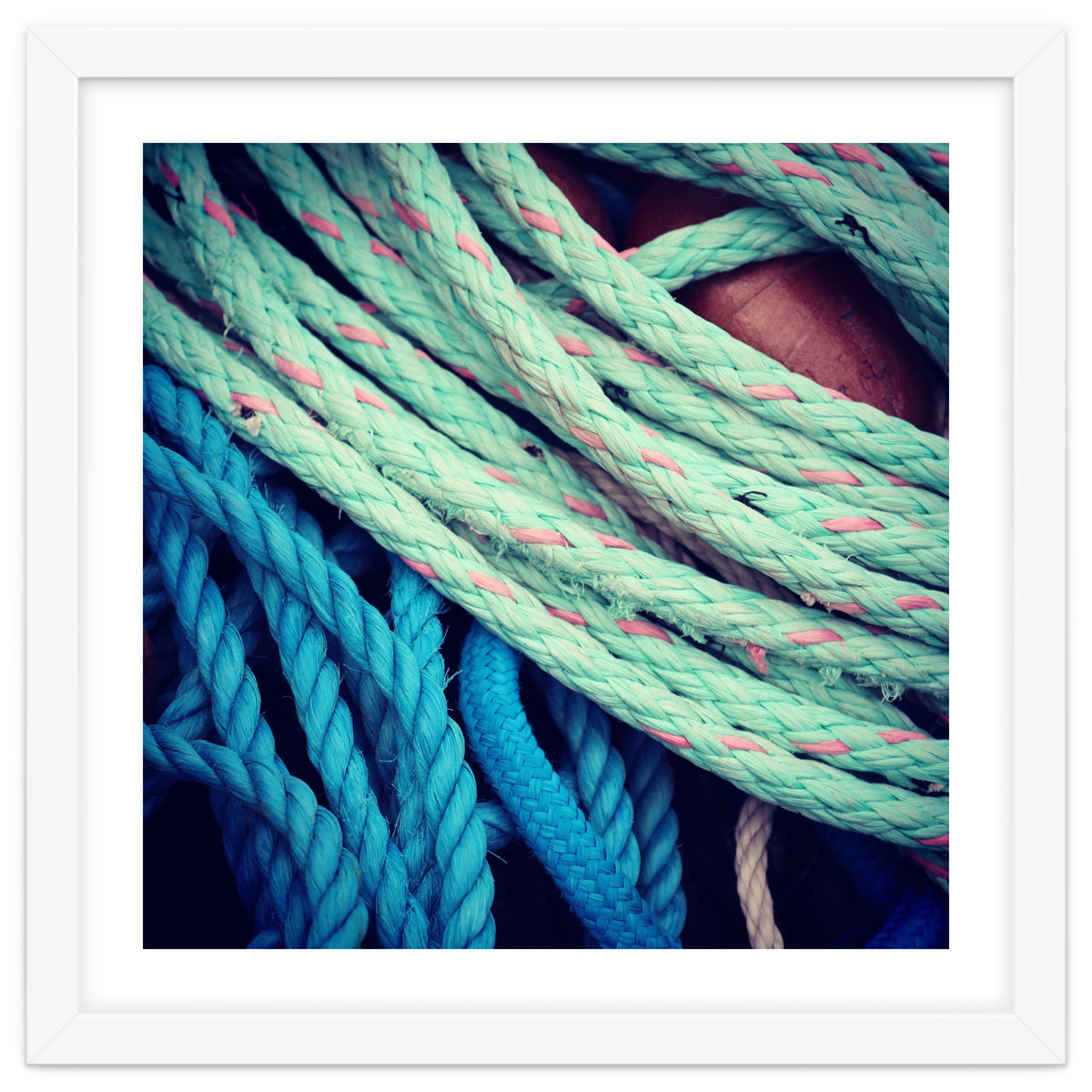 fishing ropes: blue and green