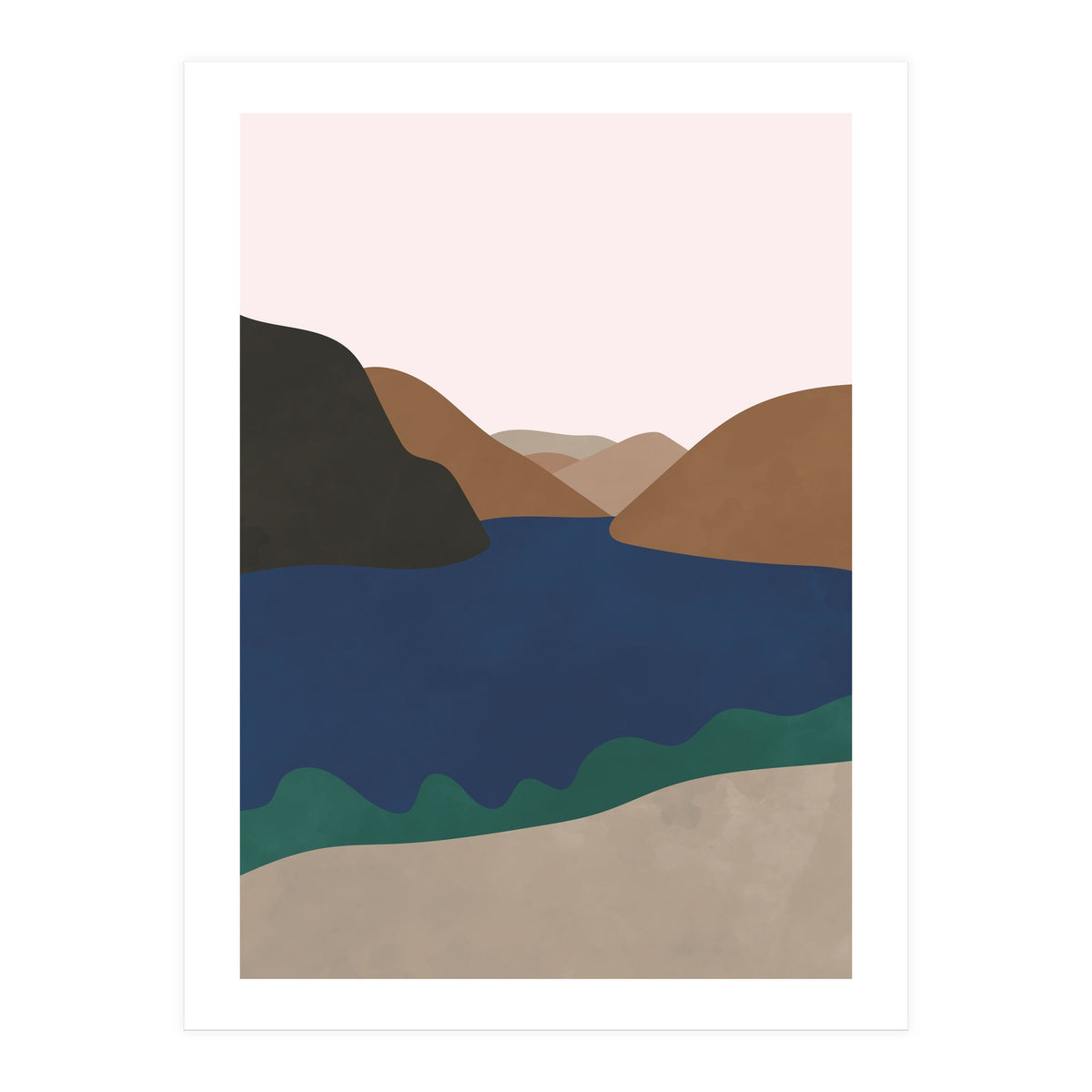 Neutral Mid Century Montains Nordic Print (Print Only)