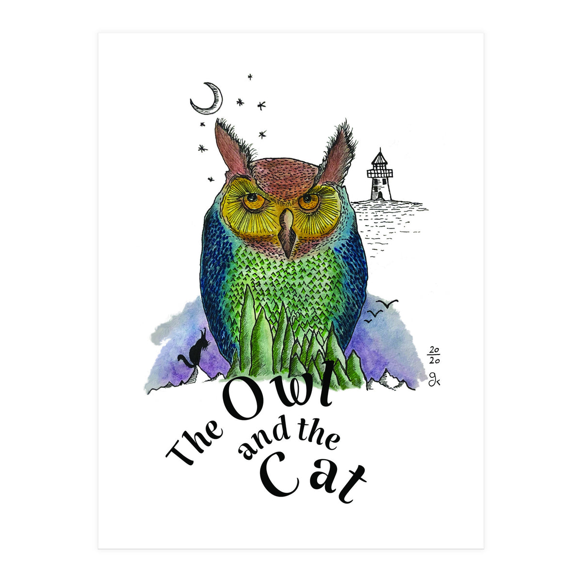 The Owl And The Cat (Print Only)