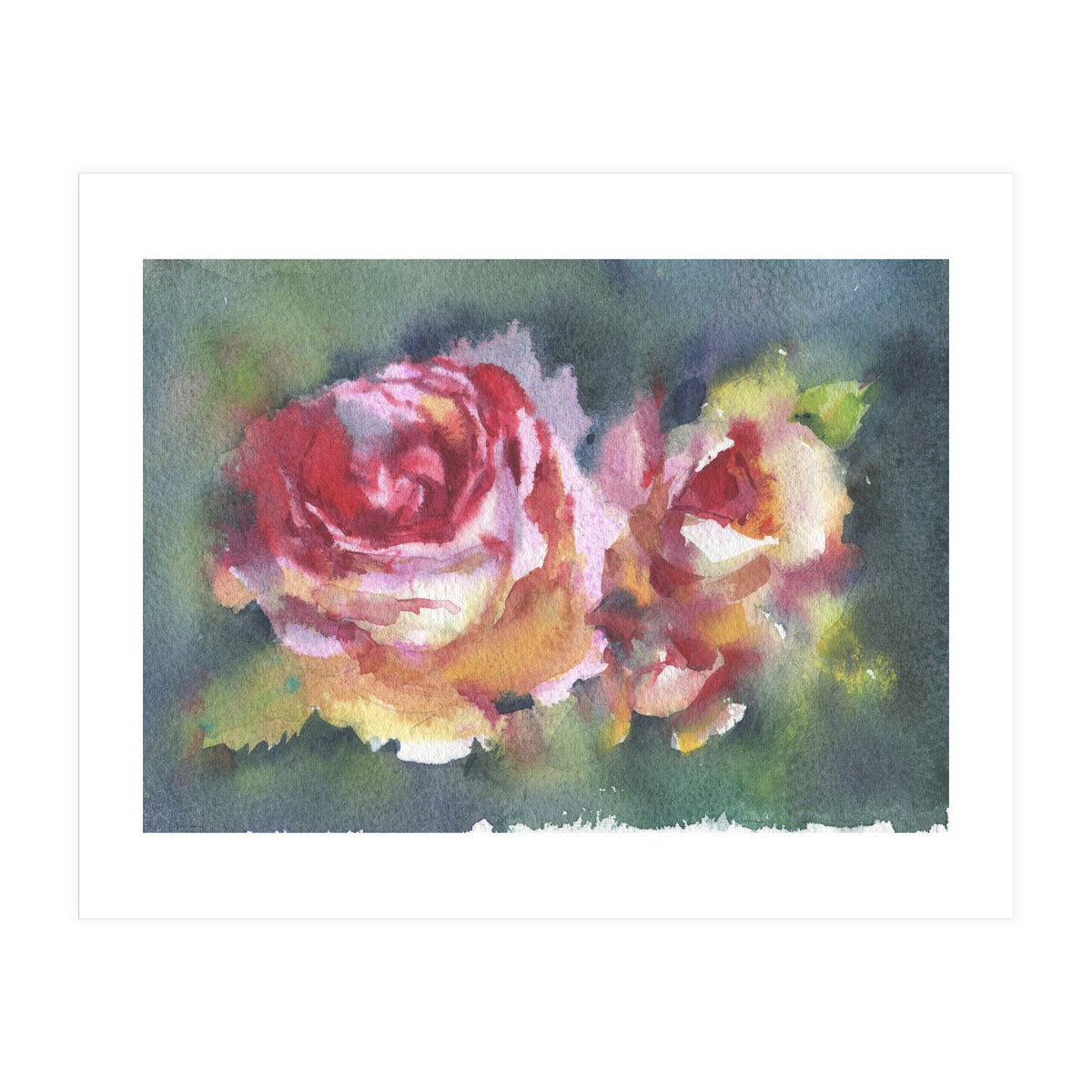 Wildflowers rose watercolor painting (Print Only)