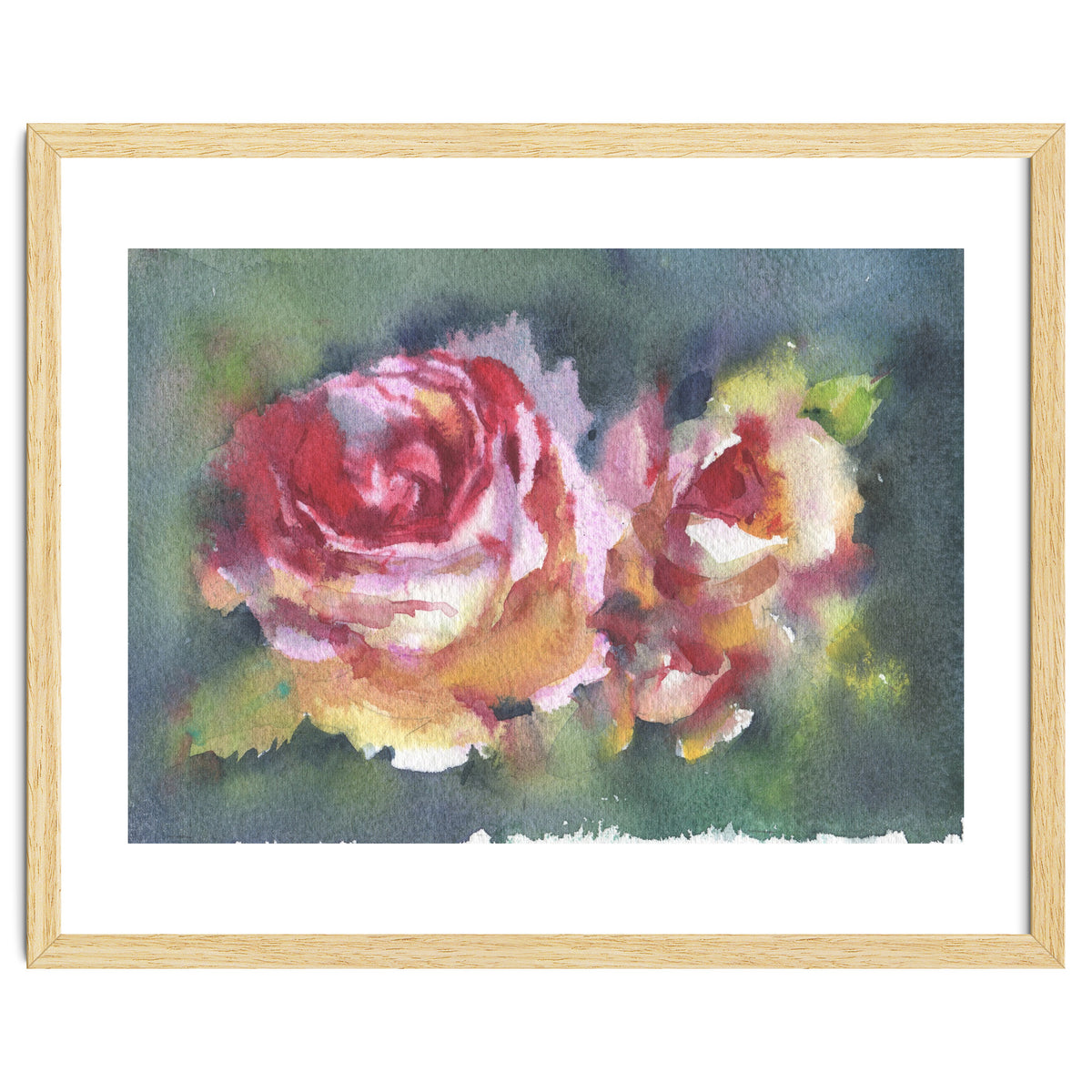 Wildflowers rose watercolor painting