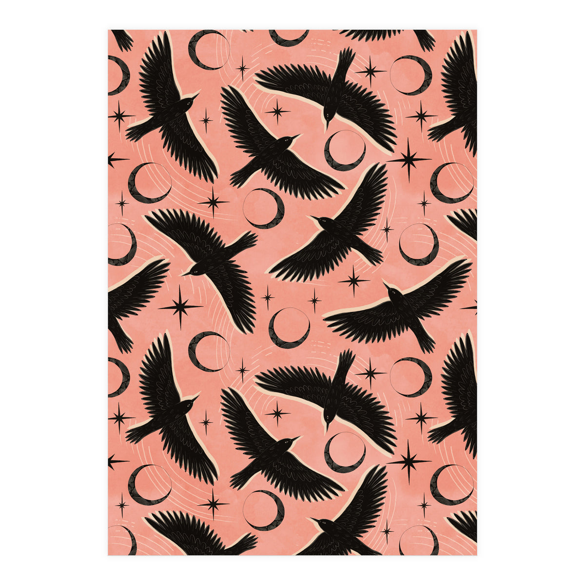 Black Birds With Moons (Print Only)