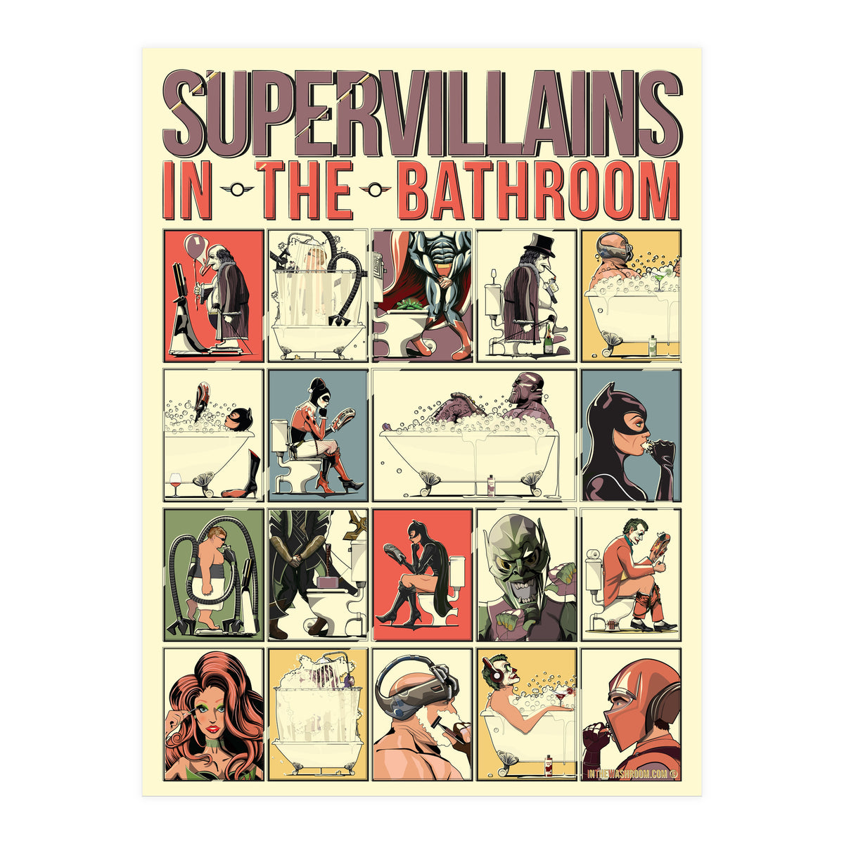 Supervillains in the Bathroom, funny Bathroom Humour (Print Only)