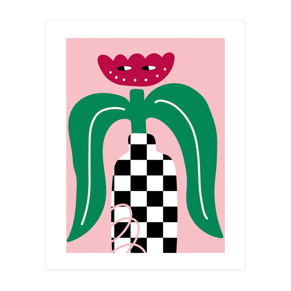 Flower in Checker Vase (Print Only)