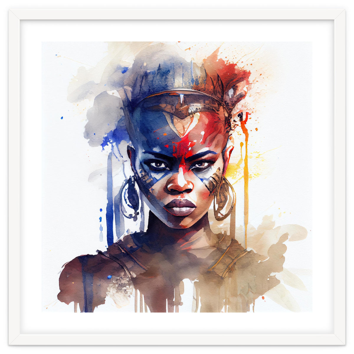 Watercolor African Warrior Woman #1