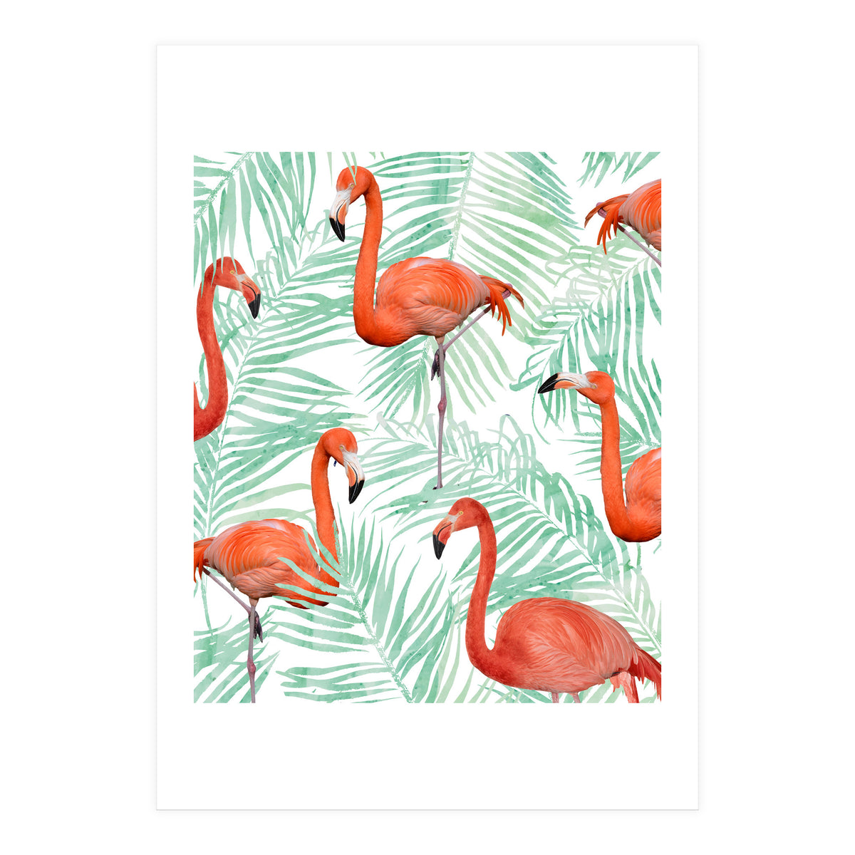 Flamingo And Mint Palm (Print Only)