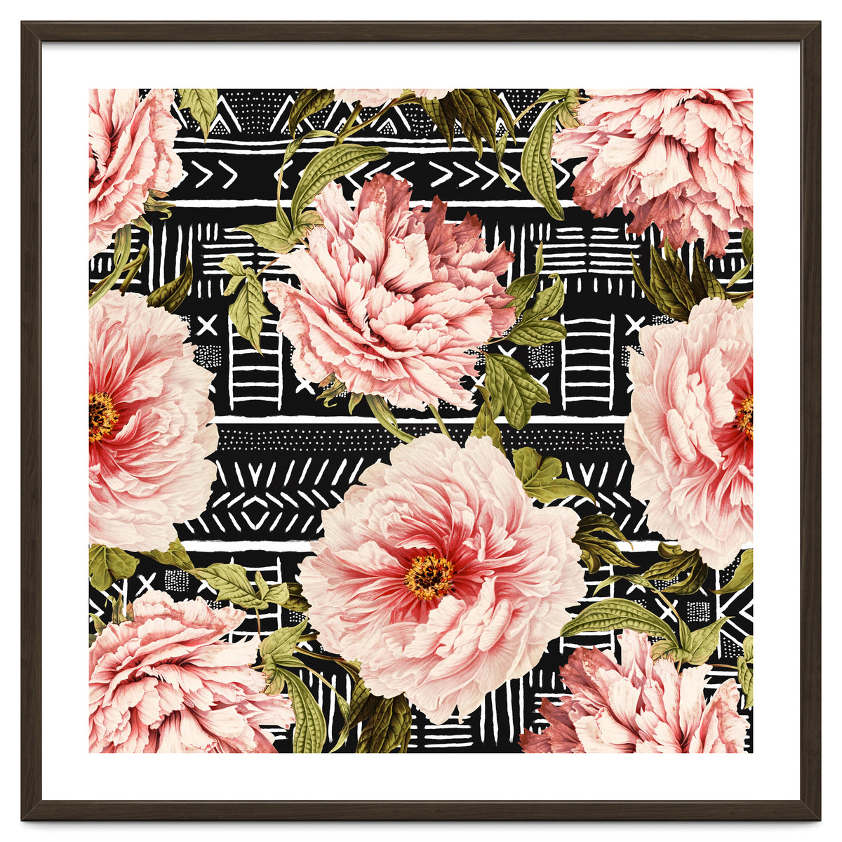 Flowering pink on drawn lines