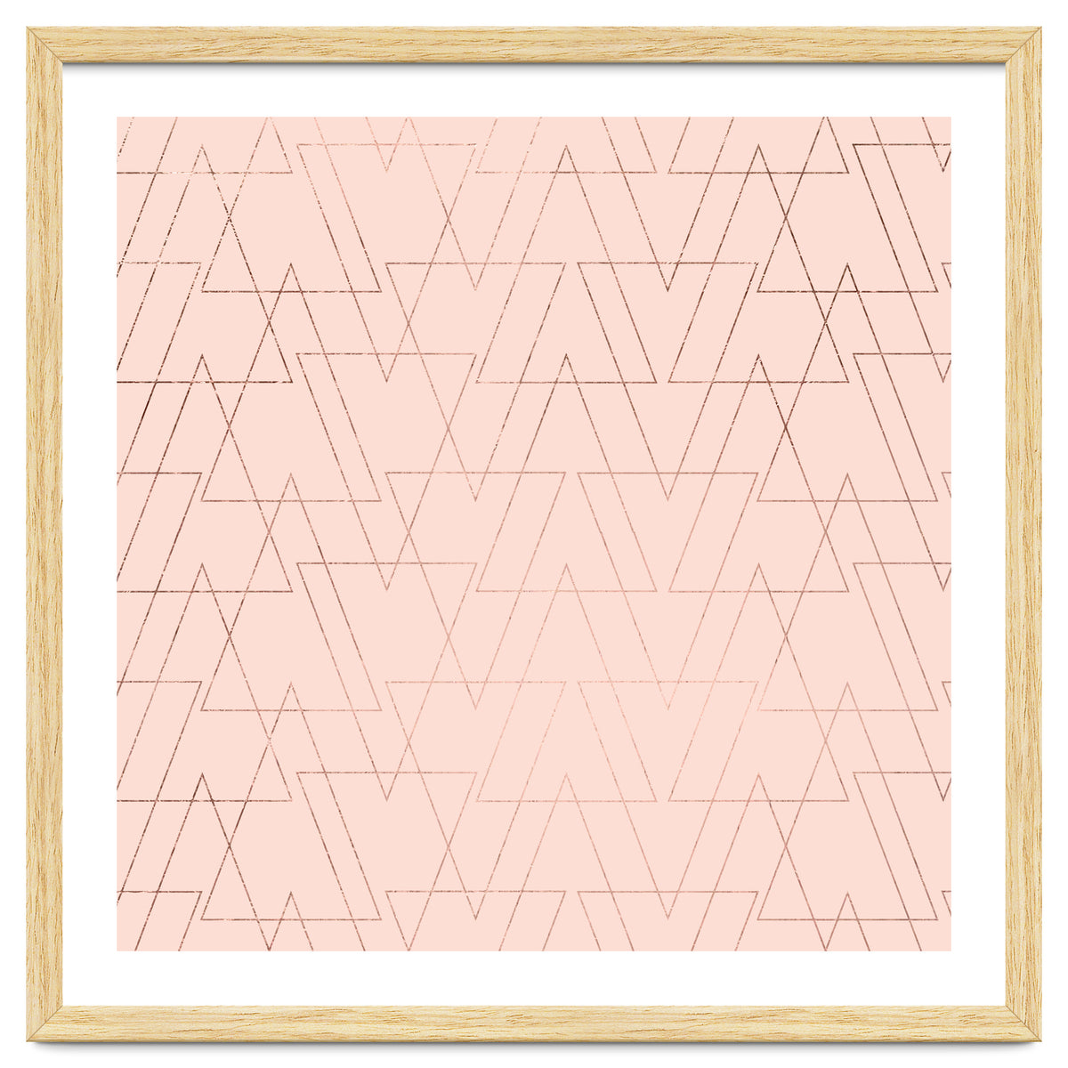 Modern Rose Gold Geometric Thin Triangles Blush Pink Abstract Pattern