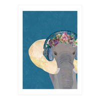 Boho Elephant listening to Music (Print Only)
