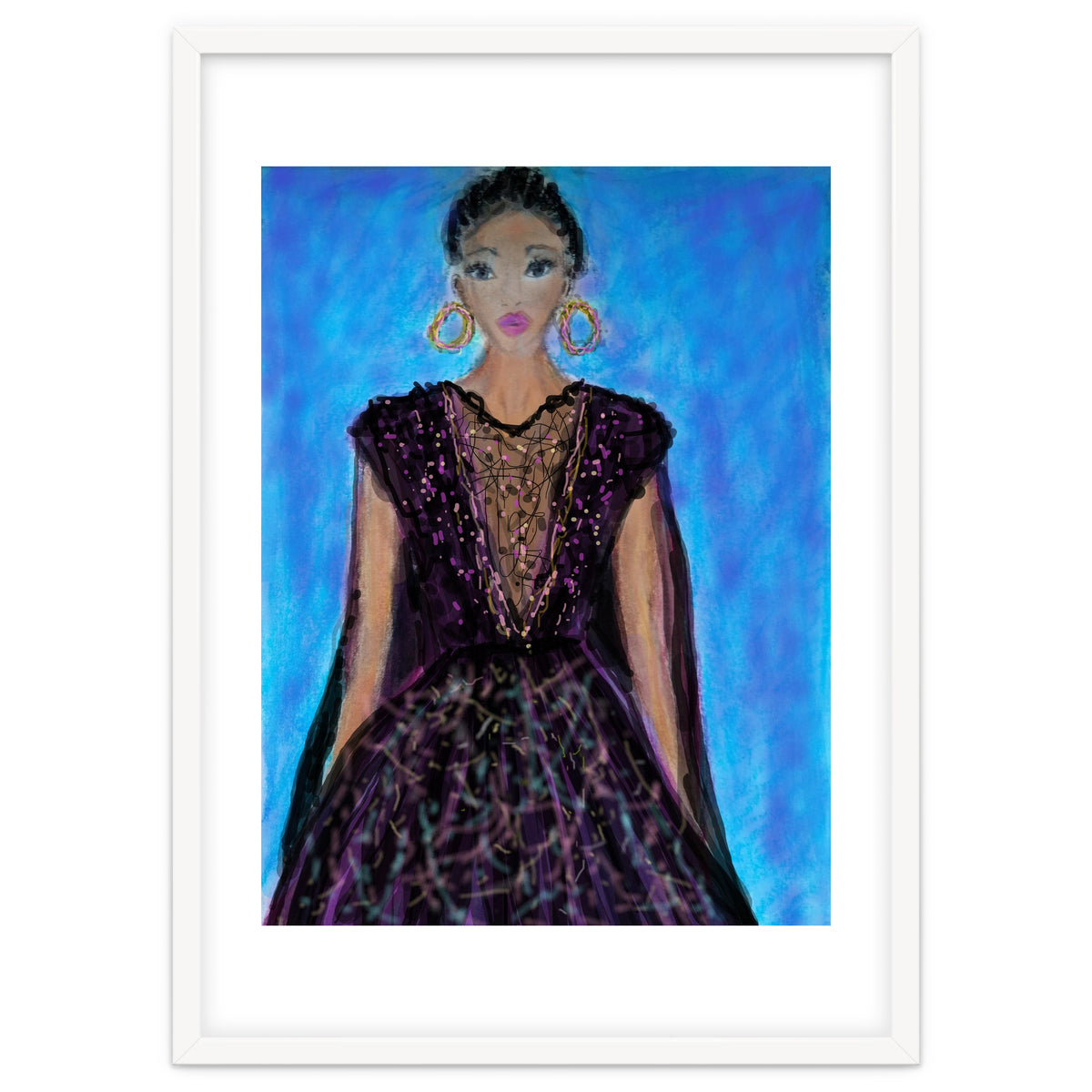 A LADY  WEARING A MAGICAL GOWN